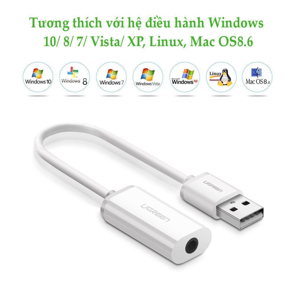 Cáp chuyển đổi USB sang 3.5mm hỗ trợ Micro UGREEN US206