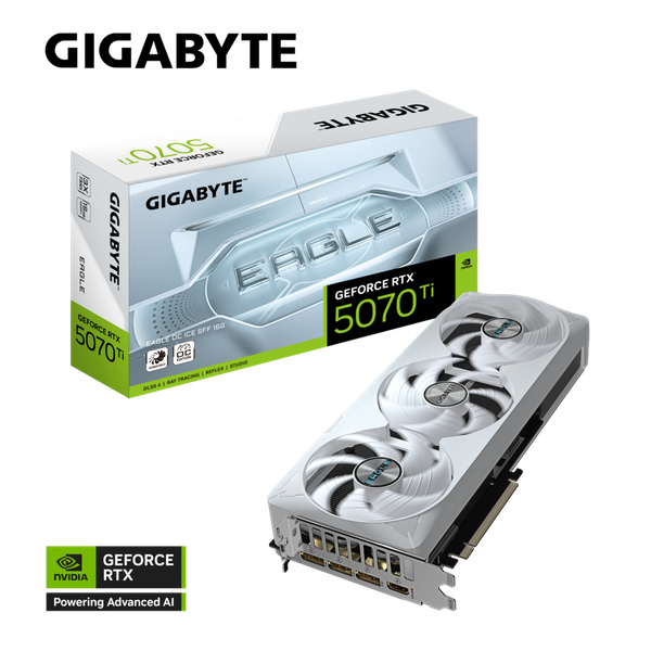 Card màn hình VGA Gigabyte GeForce RTX 5070 Ti EAGLE OC ICE SFF 16G GDDR7 (GV-N507TEAGLEOC ICE-16GD)