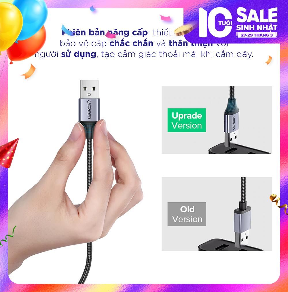 Cáp sạc nhanh Micro USB UGREEN US290 Sạc ổn định 2A – Vỏ sợi bện siêu bền