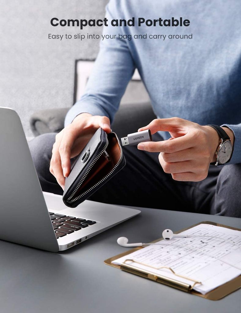 Bộ chuyển đổi âm thanh UGREEN CM383 Từ USB 2.0 sang 3.5mm – Hỗ trợ 2 trong 1 nghe và nói