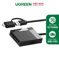 Đầu đọc thẻ USB 3.0 UGREEN CR125 Hỗ trợ thẻ TF/SD/CF/MS – Tốc độ truyền dữ liệu 5Gbps, hỗ trợ tải dung lượng lớn