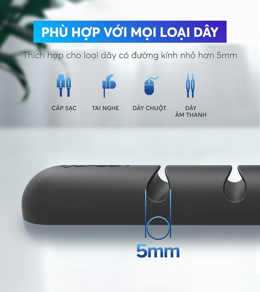 Giá đỡ kẹp dây sạc điện thoại dây âm thanh dây cáp mạng… 4 khe cài và 7 khe cài UGREEN LP114