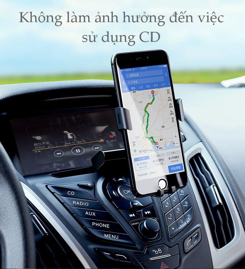 Giá đỡ điện thoại UGREEN LP144 – Kẹp khe đĩa CD trên ô tô – Tương thích màn hình kích thước từ 4-6.2 inch, chất liệu hợp kim nhôm