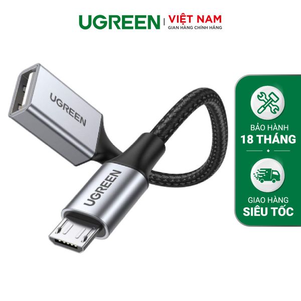 Cáp OTG UGREEN 30895 Chuyển USB2.0 sang Micro USB 2.0 – Dây bện nylon chắc chắn