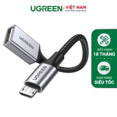 Cáp OTG UGREEN 30895 Chuyển USB2.0 sang Micro USB 2.0 – Dây bện nylon chắc chắn