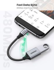 Cáp OTG UGREEN 30895 Chuyển USB2.0 sang Micro USB 2.0 – Dây bện nylon chắc chắn