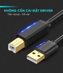 Dây cáp máy in Ugreen US135 chuyển từ USB-A sang USB-B đầu mạ vàng, lõi đồng, cắm là chạy