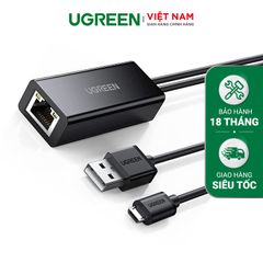 Bộ chuyển đổi USB sang LAN UGREEN 30985 – Tích hợp cổng micro – Tốc độ truyền 100Mbps