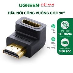 Đầu nối cổng HDMI male sang HDMI female vuông góc 90 độ BẺ XUỐNG UGREEN 20109  Hàng phân phối chính hãng – Bảo hành 18 tháng
