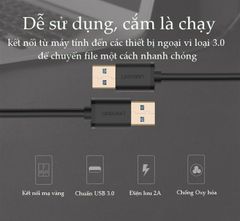 Dây USB 3.0 đực sang đực hỗ trợ tốc độ truyền tải 5Gbps dài 0.5-2M UGREEN US128