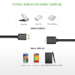 Dây cáp USB 3.0 sang Micro USB 3.0 dạng dây dẹt và dây tròn dài từ 0.25-2m UGREEN US130