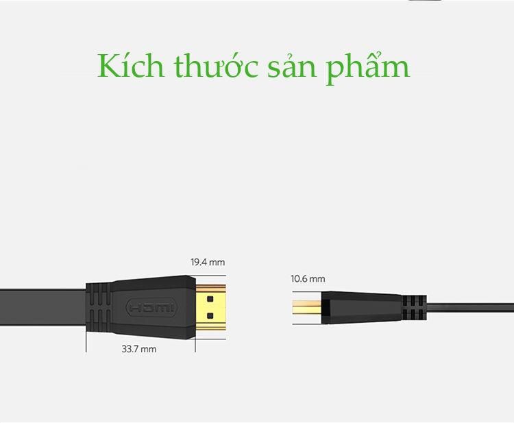 Cáp HDMI 2.0 UGREEN ED015 – Độ phân giải 4Kx2K 3D Full HD1080