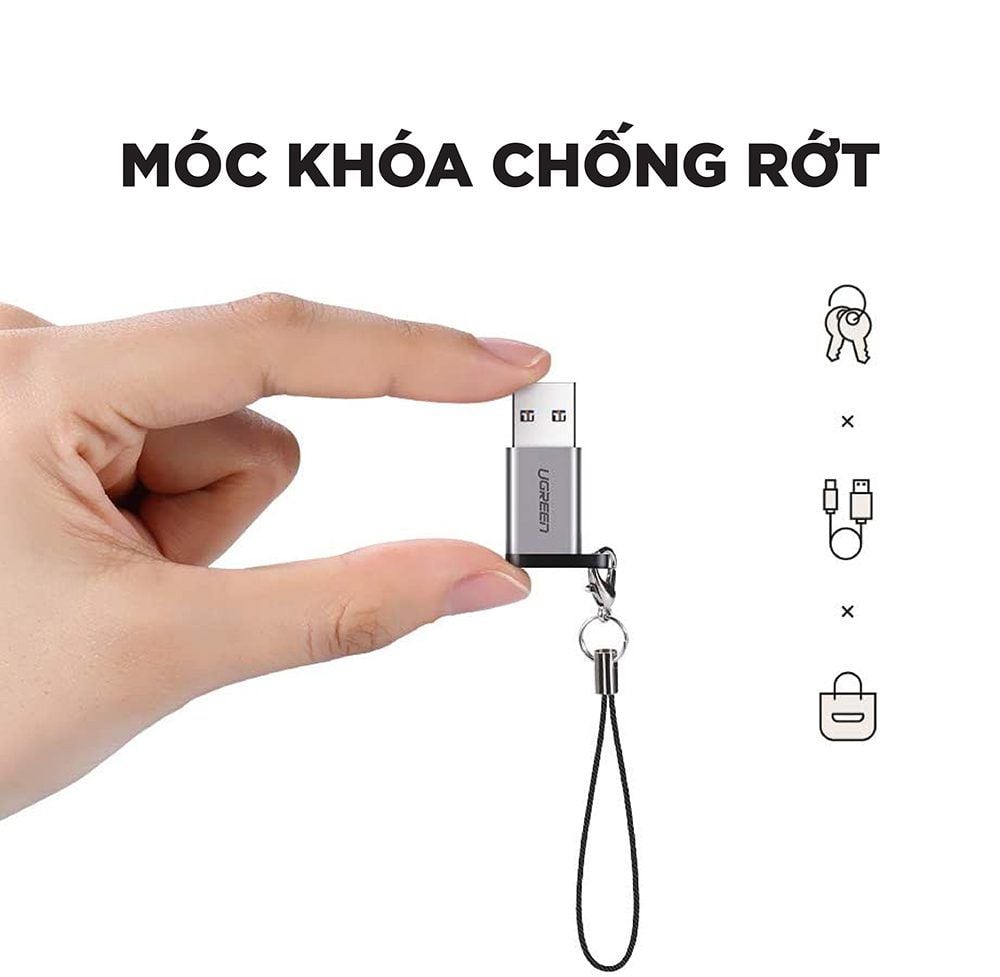 Đầu chuyển Type C sang USB 3.0 UGREEN US204 – Tốc độ truyền lên đến 10Gbps, hỗ trợ tương thích ngược