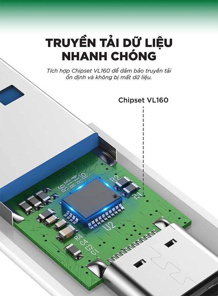 Đầu chuyển Type C sang USB 3.0 UGREEN US204 – Tốc độ truyền lên đến 10Gbps, hỗ trợ tương thích ngược