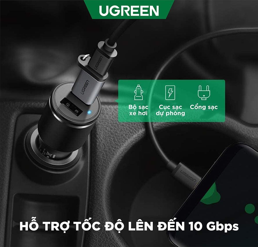 Đầu chuyển Type C sang USB 3.0 UGREEN US204 – Tốc độ truyền lên đến 10Gbps, hỗ trợ tương thích ngược