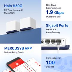 Hệ Thống Wifi mesh Mercusys Halo H50G (2- pack)