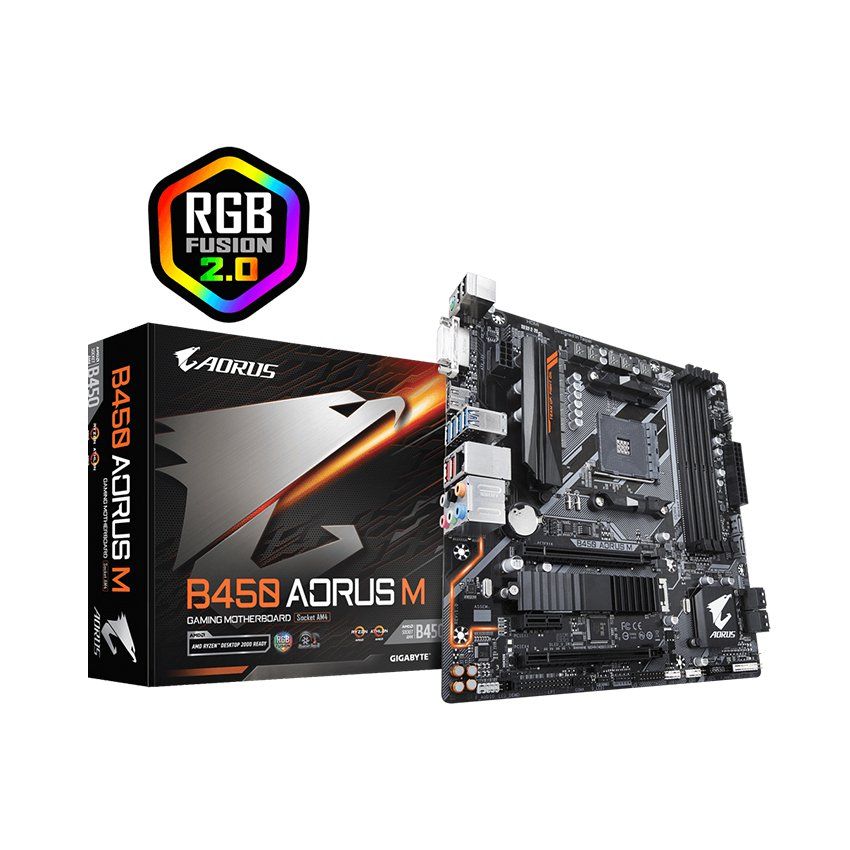 Mainboard GIGABYTE B450 AORUS - M (AMD B450, Socket AM4, m-ATX, 4 khe RAM DDR4)