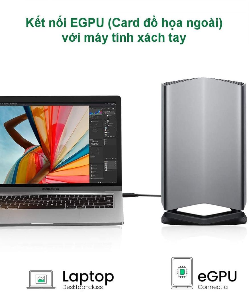 Cáp Thunderbolt 3 Gen 3 UGREEN US341 – Tốc độ truyền 40Gbps, sạc nhanh PD100W – Hỗ trợ xuất hình ảnh 5K@60Hz