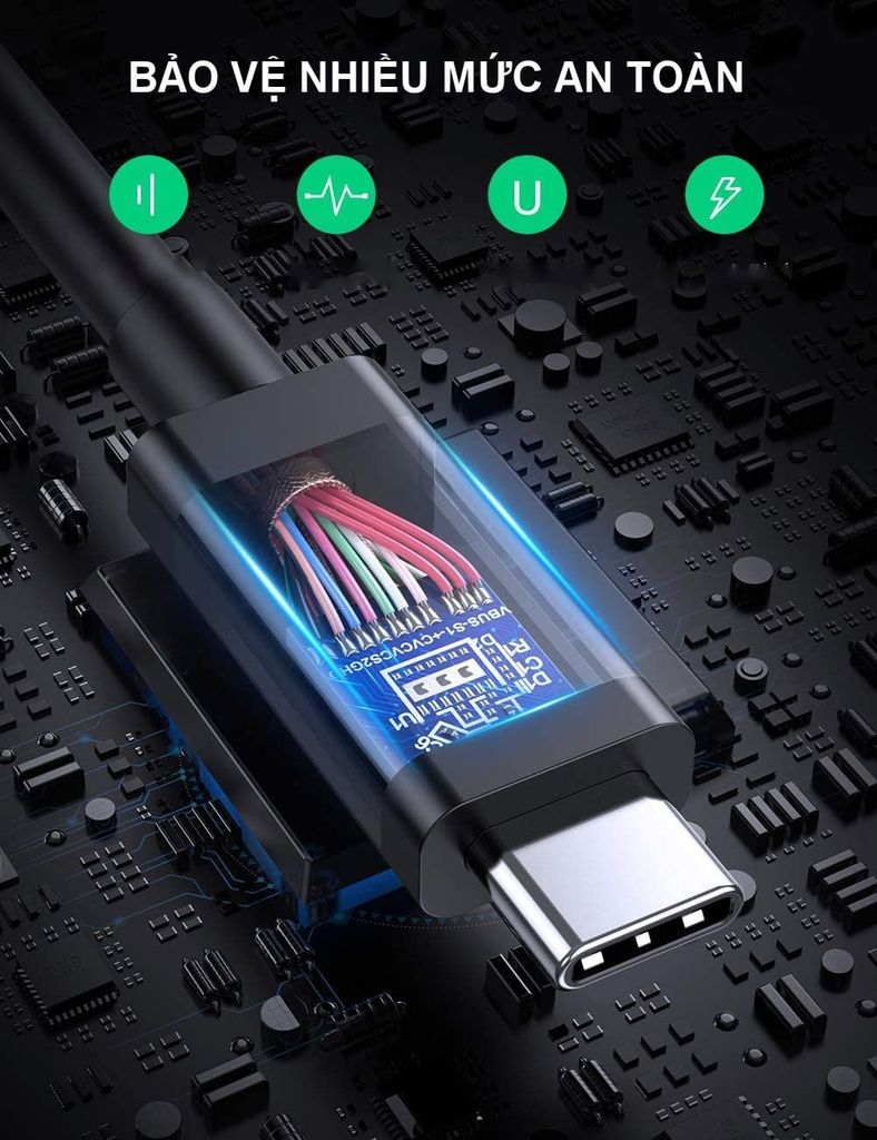 Cáp Thunderbolt 3 Gen 3 UGREEN US341 – Tốc độ truyền 40Gbps, sạc nhanh PD100W – Hỗ trợ xuất hình ảnh 5K@60Hz