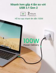 Cáp Thunderbolt 3 Gen 3 UGREEN US341 – Tốc độ truyền 40Gbps, sạc nhanh PD100W – Hỗ trợ xuất hình ảnh 5K@60Hz