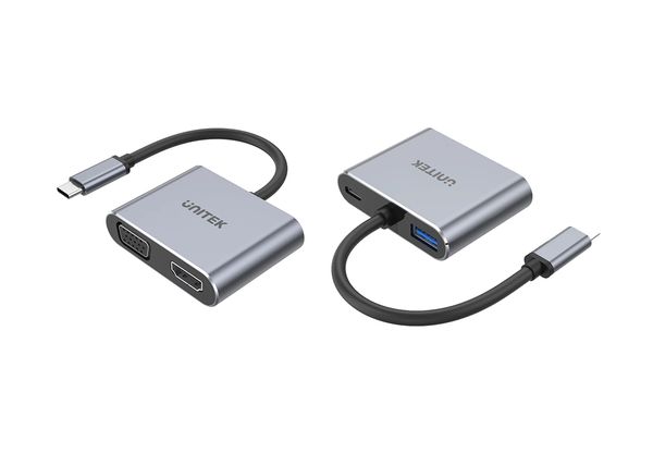 CÁP CHUYỂN TYPE-C RA USB 3.0 + HDMI + VGA KÈM NGUỒN PD 100W UNITEK D1049A