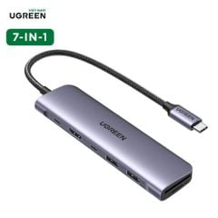 Hub Type-C 7 cổng Ugreen 15214, 2xUSB-A 3.0 +USB-C+HDMI 4K@30Hz + PD 100W
