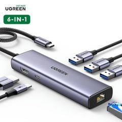 Hub USB-C ra HDM 4K@30Hz , PD 100W Ugreen 15598 USB A+HDMI+RJ45+PD Converter 4K@30Hz  with PD