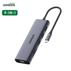 Hub chuyển đổi Type C Ugreen 15600 Sạc PD 100W, HDMI 4K@30Hz, Ethernet, USB 3.0 sang 3 cổng USB-A 3.0,  VGA, RJ45 1.0Gbps, SD/TF