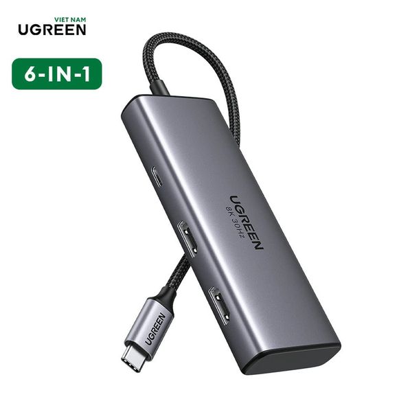 Hub Type C ra 2 cổng HDMI Ugreen 15852 2*USB-A 3.0+USB-C 3.0+2*HDMI+PD port Converter 2*HDMI with PD