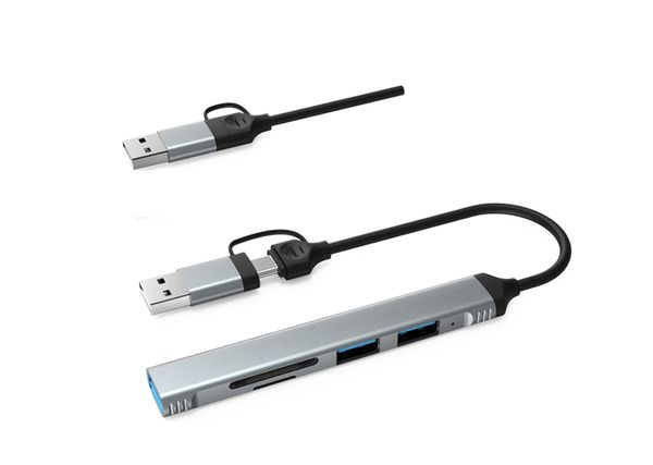 Cable TYPE/USB -> 3USB 2.0 + TF/SD HUB-013 đen MIKUSO