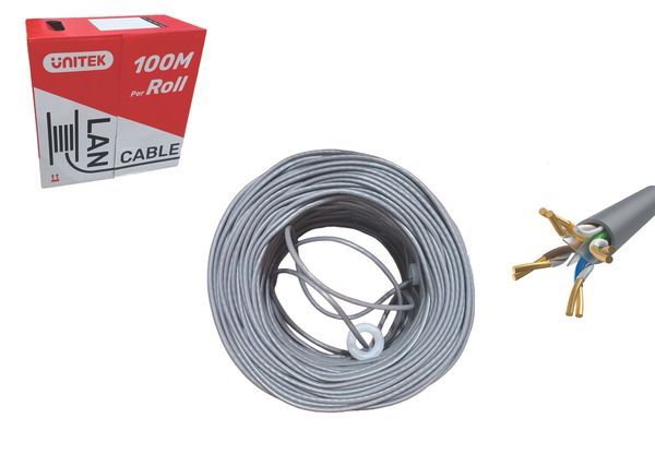 Cáp UTP lOOm Cat6 0.52BC C18130AGY xám UNITEK
