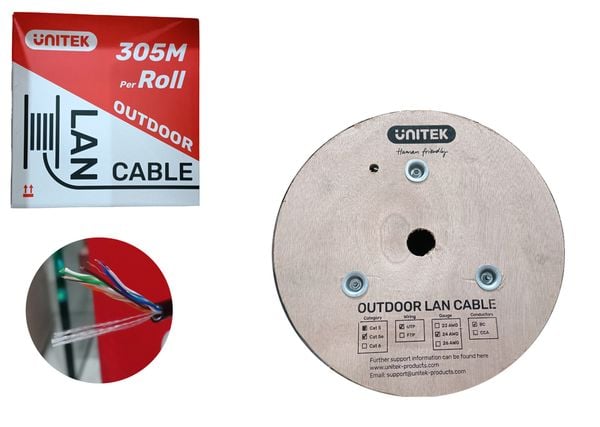 Cáp UTP 305m Cat5E 0.48BC C18138GY đen UNITEK