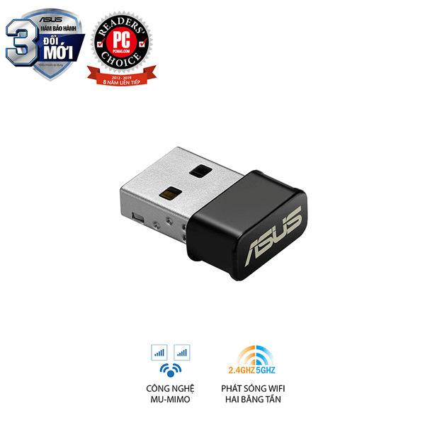 Card mạng wifi USB Asus USB-AC53 Nano chuẩn AC - Tốc độ 1200Mbps