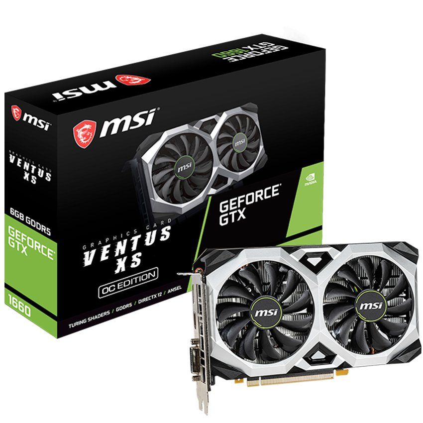 Card màn hình MSI GTX 1660 VENTUS XS OCV1 (6GB GDDR5, 192-bit, HDMI+DP, 1x8-pin)