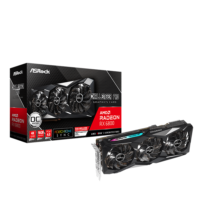 Card màn hình ASRock Radeon RX 6800 Challenger Pro 16G OC