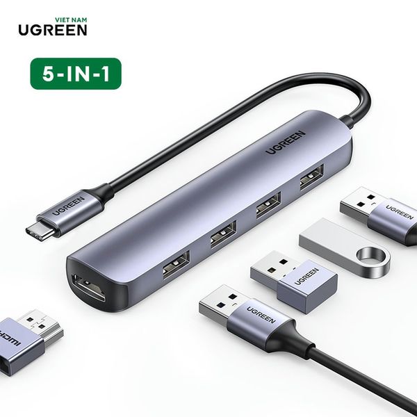 Hub Type C sang HDMI, 4 cổng USB 3.0 Ugreen 20197