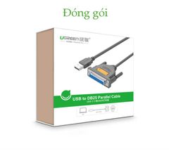 Cáp máy in UGREEN US167 Cổng USB 2.0 sang cổng BD25 Parallel (hỗ trợ đời máy in cũ) – Truyền tải dữ liệu nhanh và ổn định
