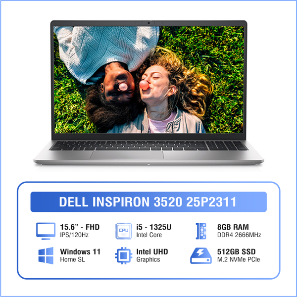 Laptop - Máy tính xách tay Dell Inspiron 3520 25P2311 (i5 1235U/ 8GB/ 512GB SSD/ 15.6 inch FHD/ Win 11/ Office/ Silver/ 1Y)