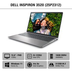 Laptop - Máy tính xách tay Dell Inspiron 3520 (25P2312) (I5 1235U 16GB RAM/512GB SSD/15.6 INCH FHD 120HZ/WIN11/OFFICEHS21/BẠC)