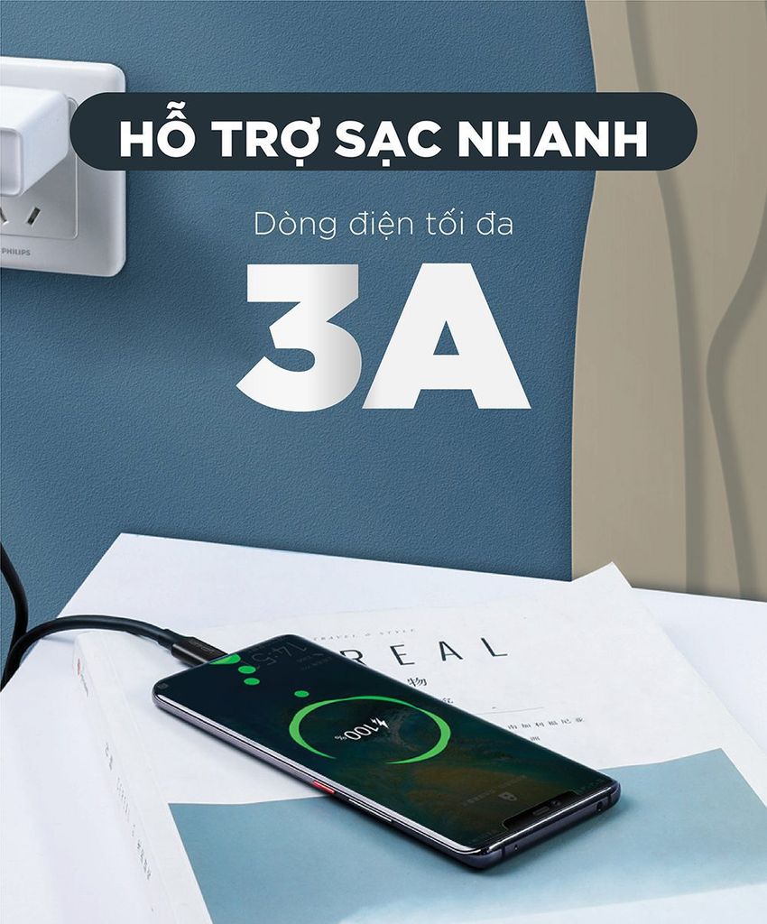Cáp sạc nhanh Type C UGREEN US286 – Sạc nhanh dòng 3A, lõi đồng nguyên chất