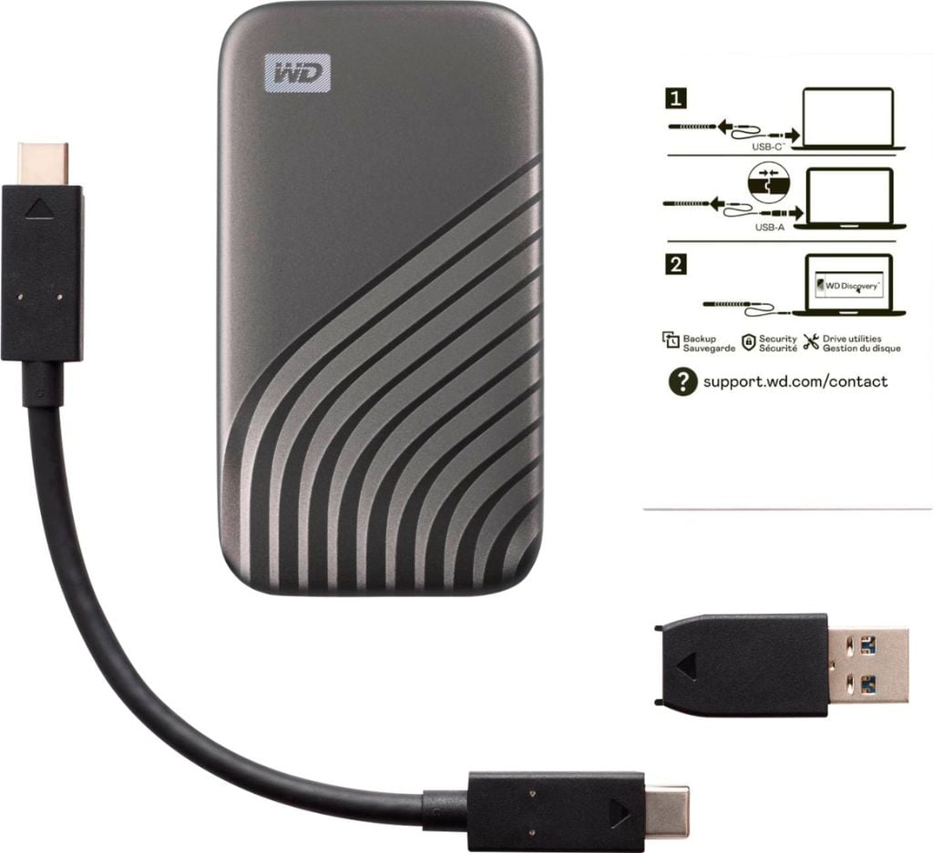 Ổ CỨNG DI ĐỘNG WD MY PASSPORT SSD 500GB XÁM USB 3.2 WDBAGF5000AGY-WESN