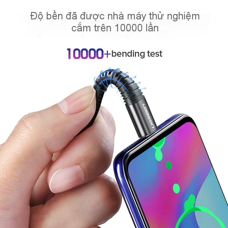 Cáp sạc nhanh Type C UGREEN US301 – Sạc nhanh Quick Charge 3.0 dòng 3A – Đầu cáp silicon chống gập gãy