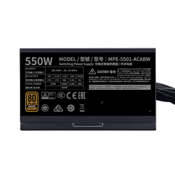Nguồn Coolermaster MWE 550 BRONZE V2 230V