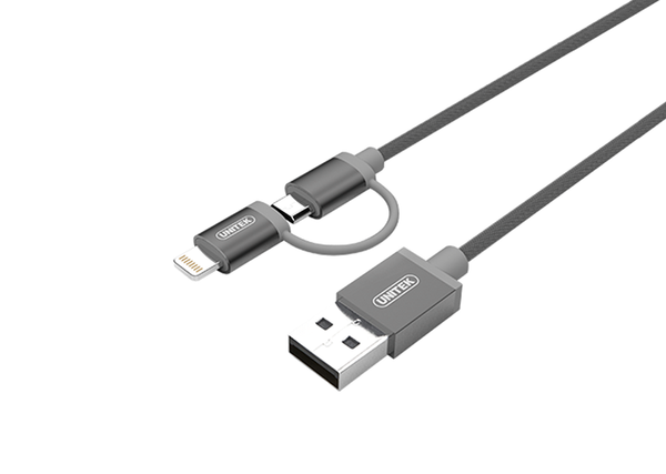 Cáp USB 2.0->Micro/Lightning 1m Y-C4031GY UNITEK (N)