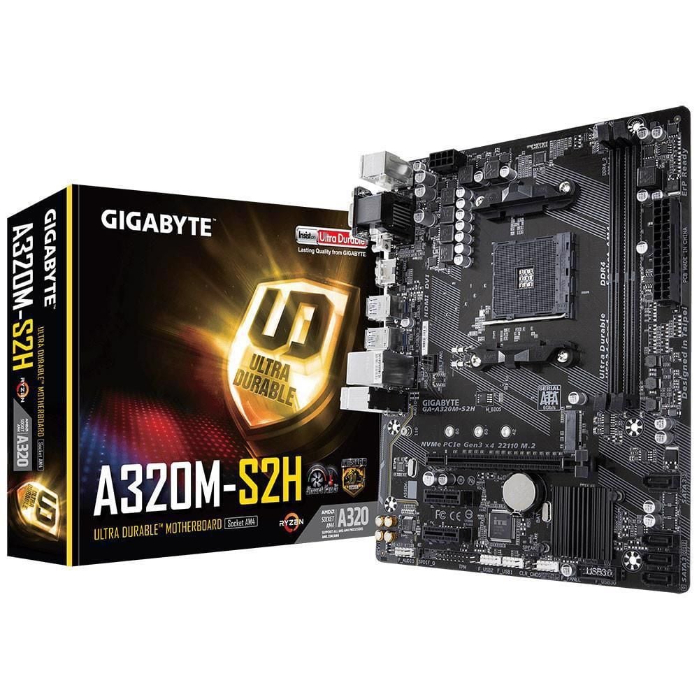 Mainboard GIGABYTE A320M-S2H (AMD A320, Socket AM4, m-ATX, 2 khe RAM DDR4)