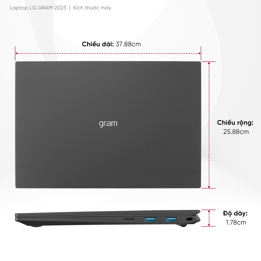 Laptop LG Gram 2023 17Z90R-G.AH78A5 (Intel Core i7-1360P | 16GB | 1TB | Intel Iris Xe | 17-inch WQXGA | Win 11 | Đen)