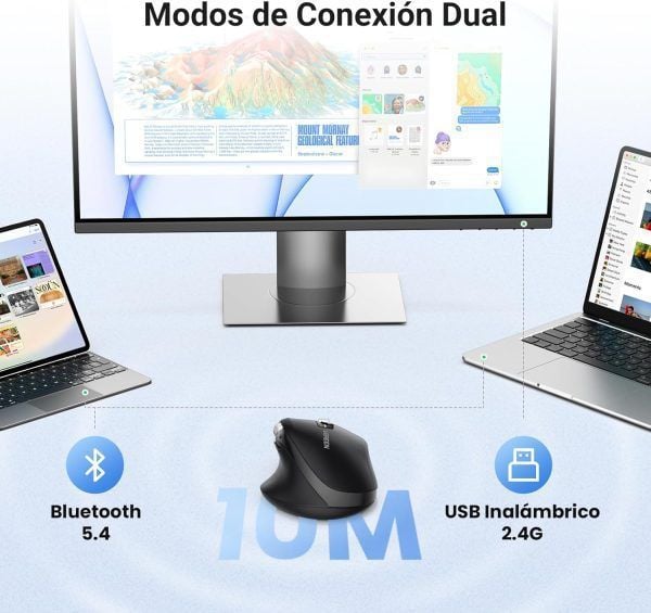 UGREEN M751 – Chuột máy tính công thái học không dây Bluetooth