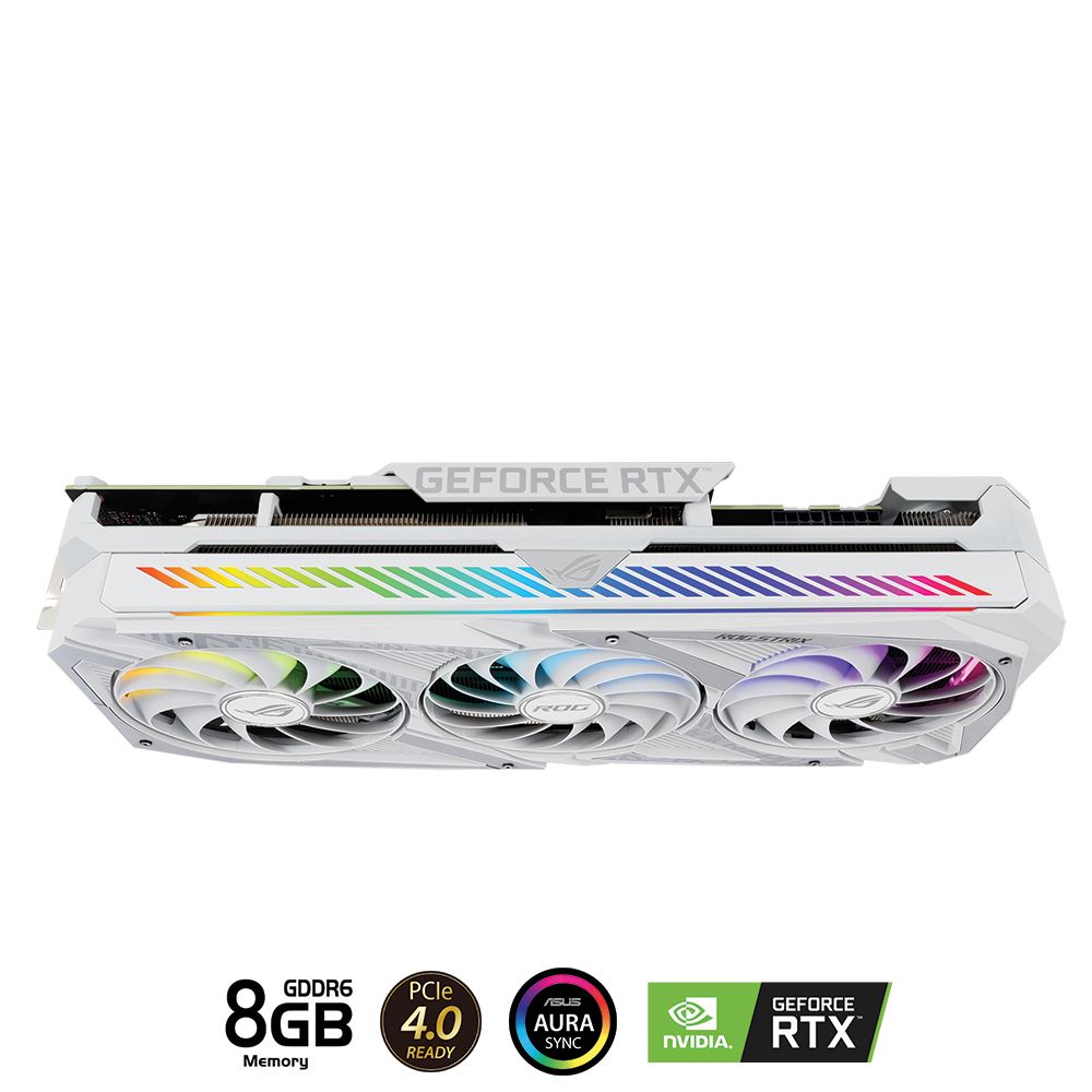 Card màn hình ASUS ROG STRIX RTX 3070-O8G-WHITE (8GB GDDR6X, 256-bit, HDMI +DP, 2x8-pin)