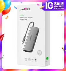 Hub Type Cchuyển đổi type C sang 3xUSB 3.0, 1x HDMI, 1x RJ45, 1xPD  Ugreen 50771