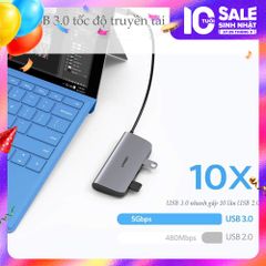 Hub Type Cchuyển đổi type C sang 3xUSB 3.0, 1x HDMI, 1x RJ45, 1xPD  Ugreen 50771